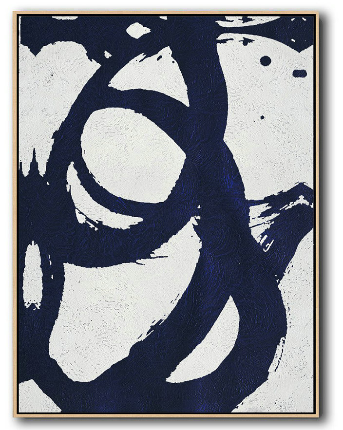 Buy Hand Painted Navy Blue Abstract Painting Online,Modern Art Abstract Painting #D7E7